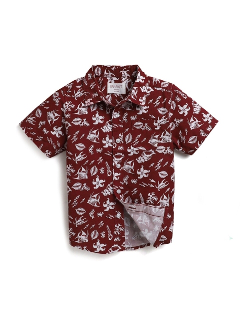 

Hopscotch Boys Maroon Printed Casual Shirt