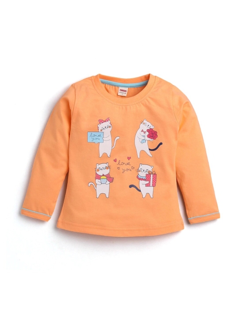 

Hopscotch Girls Orange Printed T-shirt