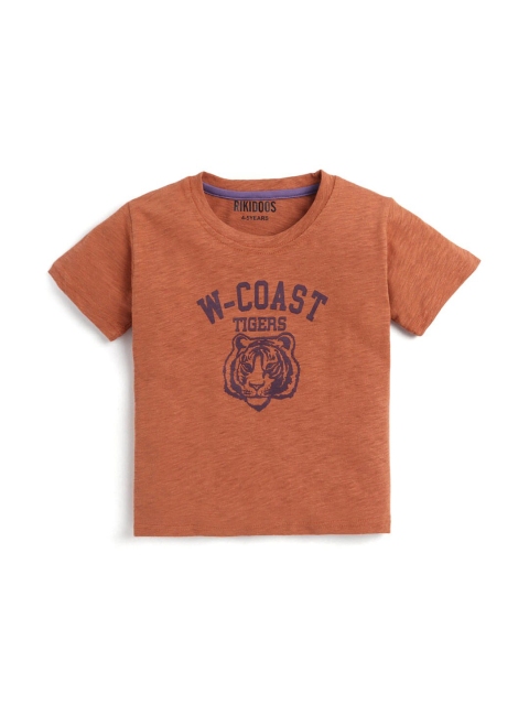 

Hopscotch Boys Orange Typography T-shirt