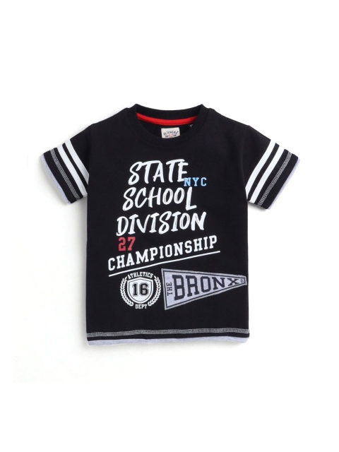 

Hopscotch Boys Black & White Typography Printed T-shirt