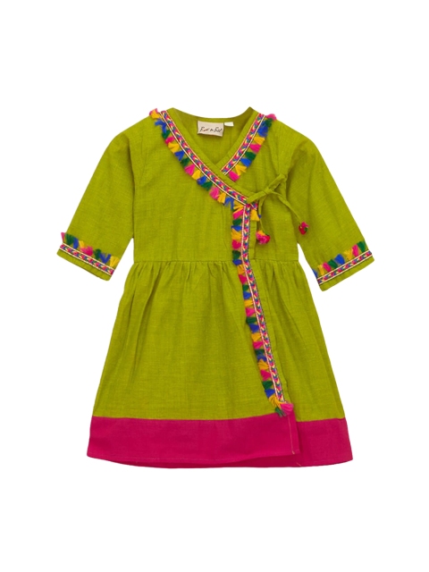 

Hopscotch Girls Green Embellished Anarkali Kurta