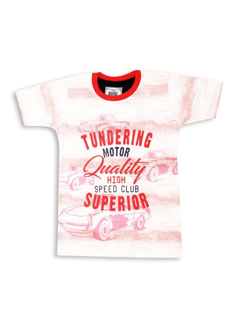

Hopscotch Boys Red & White Typography Printed T-shirt