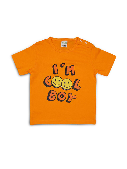 

Hopscotch Boys Orange Typography Printed Applique T-shirt