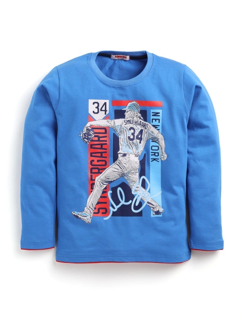 

Hopscotch Boys Blue Printed Full Sleeves T-shirt