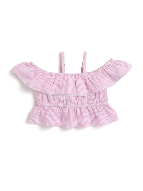 

Hopscotch Pink Striped Off-Shoulder Bardot Top