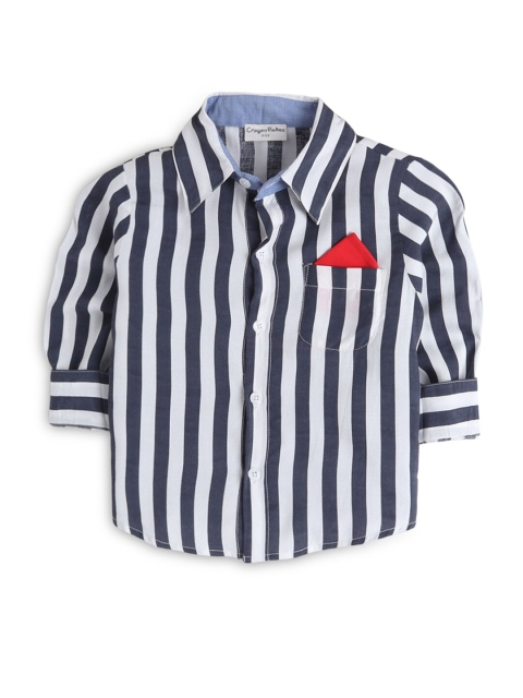 

Hopscotch Boys White Striped Casual Shirt