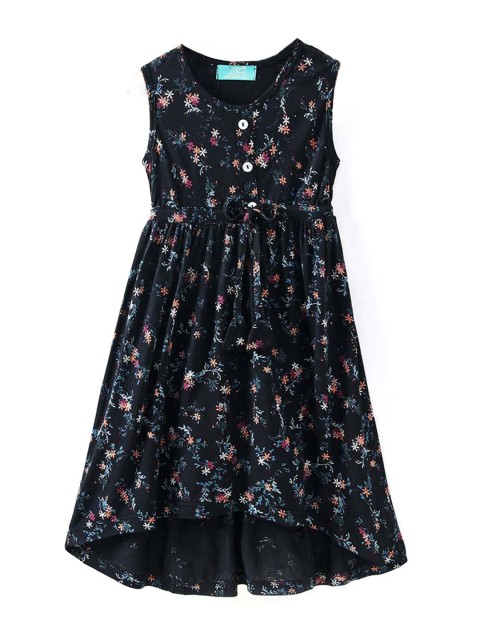 

Hopscotch Girls Black Floral Cotton Midi Dress
