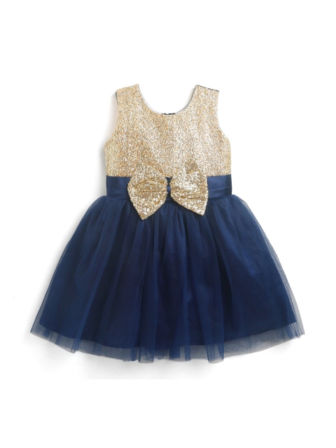 

Hopscotch Girls Navy Blue & Gold Embellished Party Gown Dress