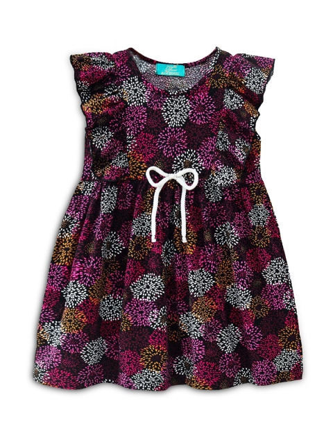 

Hopscotch Purple & Multicoloured Floral Printed Peplum Dress