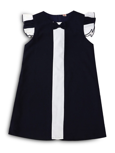

Hopscotch Blue & White Colourblocked A-Line Dress