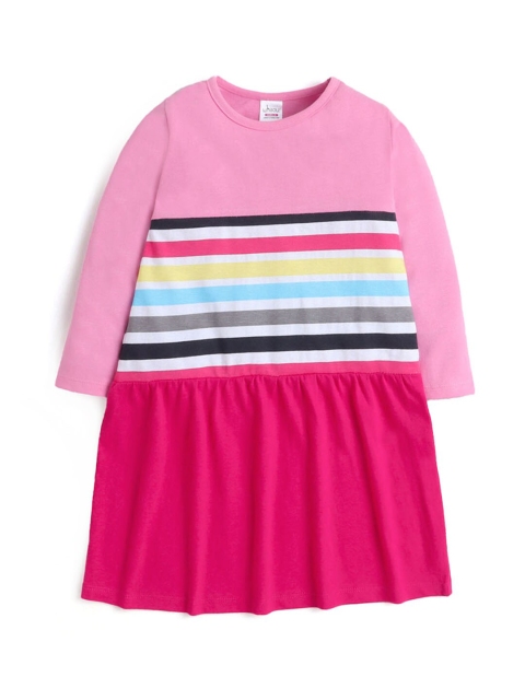 

Hopscotch Girls Pink & White Striped Drop-Waist Dress