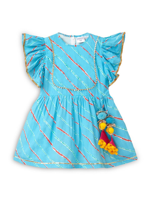 

Hopscotch Blue & Red Ethnic Dress