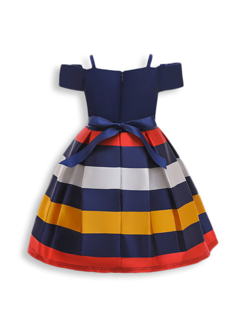 

Hopscotch Navy Blue Striped Dress