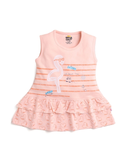 

Hopscotch Peach-Coloured Striped Peplum Dress