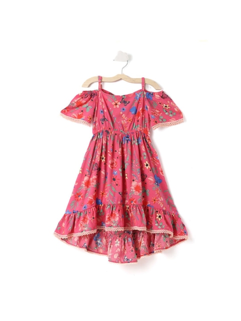 

Hopscotch Girls Pink Floral Off-Shoulder Dress