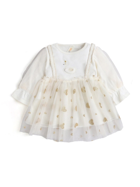 

Hopscotch White Embellished A-Line Dress