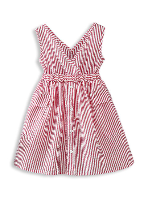 

Hopscotch Girls Red Striped Cotton Wrap Dress