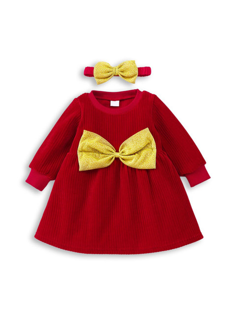 

Hopscotch Girls Red Mini Dress with Headband