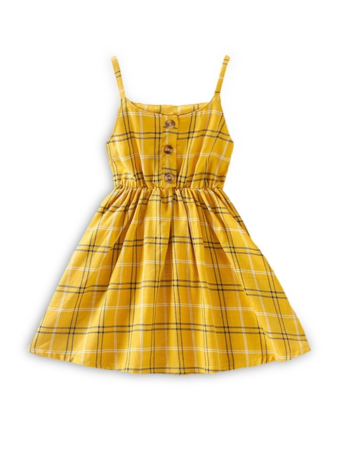 

Hopscotch Girls Yellow Checked Cotton Dress