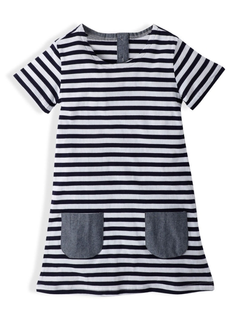 

Hopscotch Girls Grey & White Striped A-Line Dress