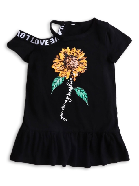 

Hopscotch Girls Black Floral Print Drop-Waist Dress