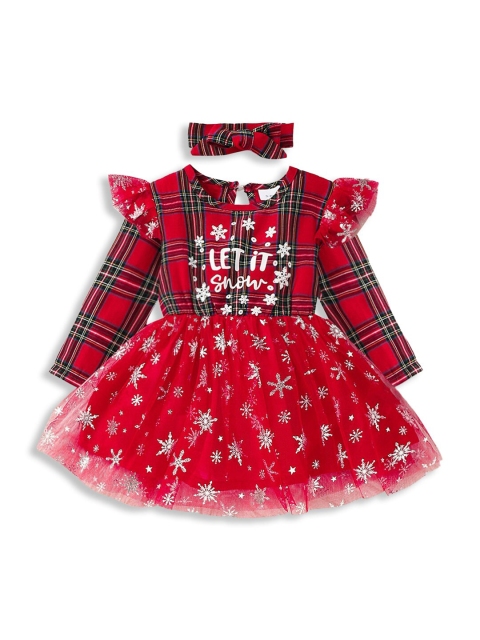 

Hopscotch Girls Red Checked Net Dress