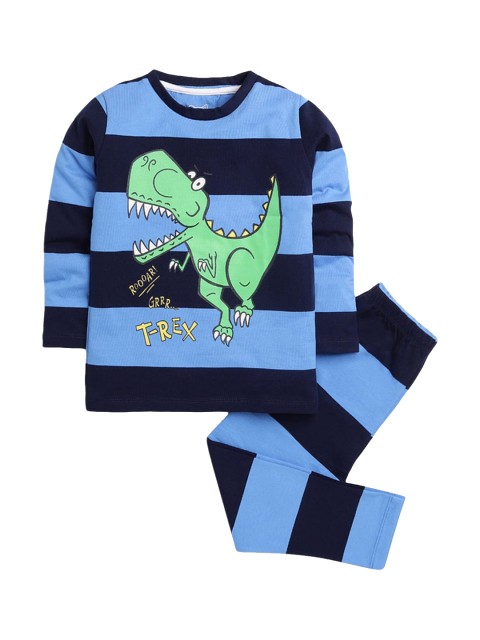 

Hopscotch Boys Blue & Green Printed Sleepsuit