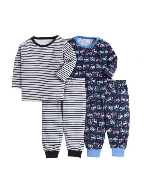 

Hopscotch Boys Black & Blue Printed Pure Cotton Night suit