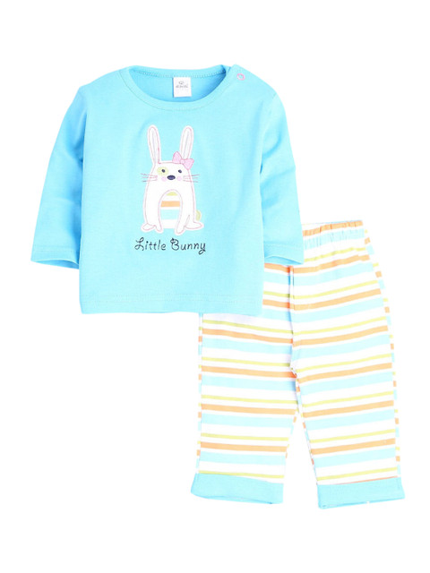 

Hopscotch Boys Blue & Yellow Printed Cotton Night suit