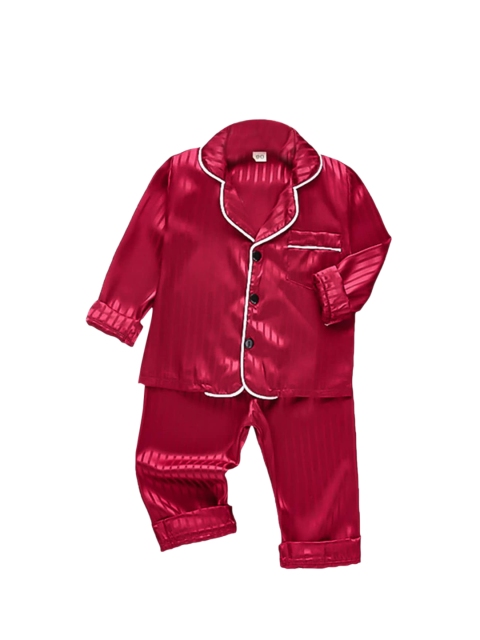 

Hopscotch Boys Red Striped Night suit