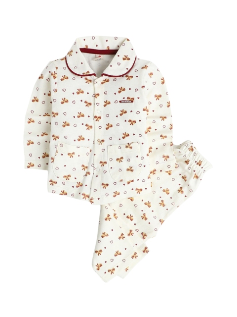 

Hopscotch Girls Cream-Coloured Printed Night suit