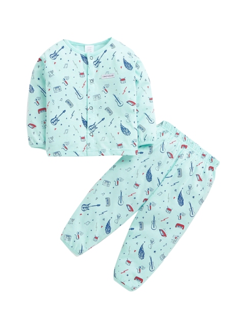 

Hopscotch Boys Blue Printed Night suit