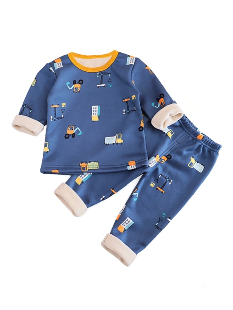 

Hopscotch Boys Blue & White Printed Night suit