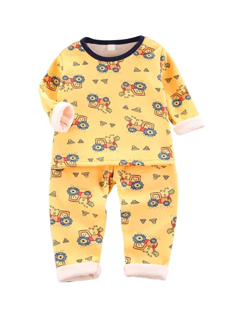 

Hopscotch Boys Yellow Printed Night suit