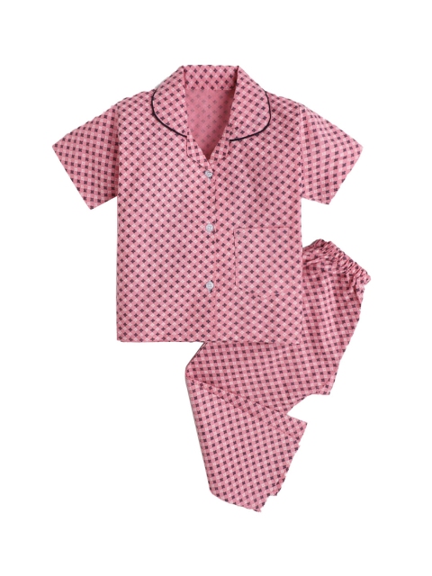 

Hopscotch Girls Pink Printed Night suit