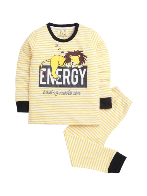 

Hopscotch Boys Yellow Printed Night suit