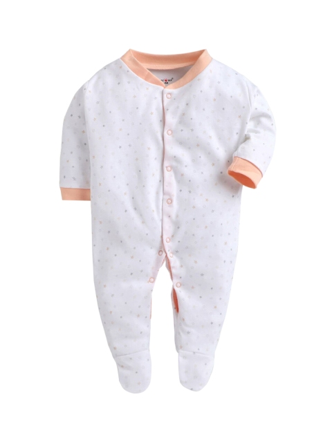 

Hopscotch Girls White Printed Cotton Sleepsuit