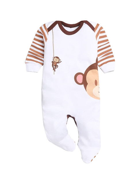 

Hopscotch Boys Off White Animal Printed Sleepsuits