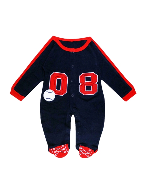 

Hopscotch Infants Boys Navy Blue & Red Printed Cotton Sleepsuit