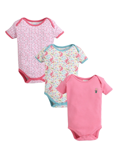 

Hopscotch Infant Girls Pack Of 3 Printed Cotton Bodysuits, Blue