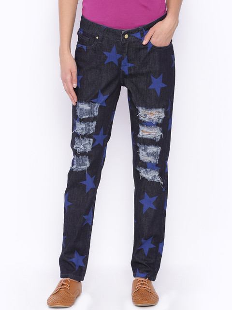 

Blue Saint Women Blue Slim Fit Highly Distressed Stretchable Jeans