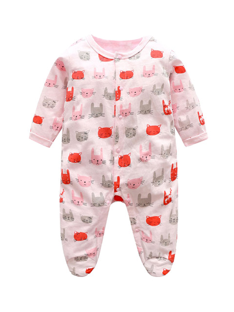 

Hopscotch Girls Pink Printed Footie Bodysuit