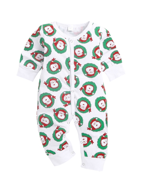 

Hopscotch Boys White Printed Sleepsuits