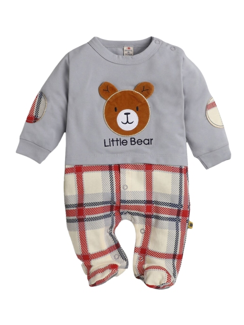 

Hopscotch Infants Girls Grey & Red Printed Cotton Sleepsuit