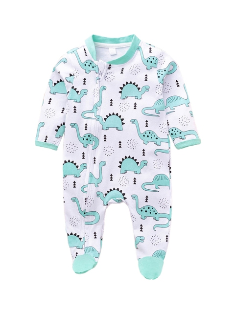

Hopscotch Boys White Printed Footies Bodysuit
