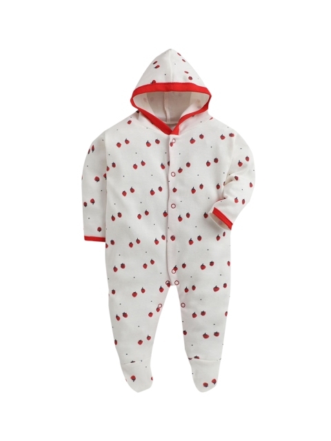 

Hopscotch Unisex Kids Infant White & Red Printed Cotton Bodysuit, Multi
