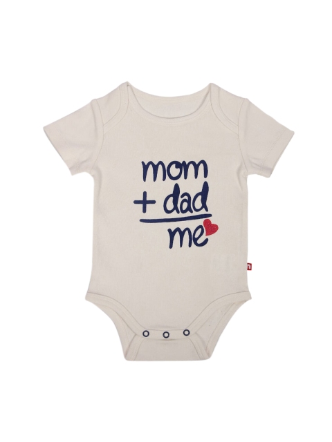 

Hopscotch Infant Kids White & Black Printed Pure Organic Cotton Bodysuit