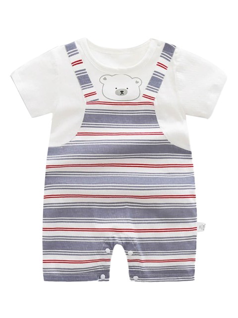 

Hopscotch Infant Boys Grey & White Printed Rompers