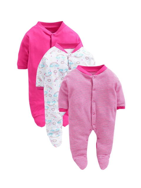 

Hopscotch Infant Pack of 3 Pink All Over Printed Bodysuits