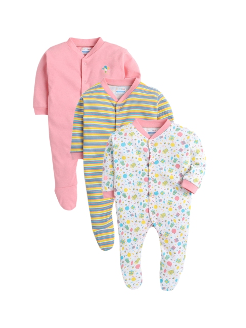 

Hopscotch Girls Pack Of 3 Printed Cotton Sleepsuit, Pink